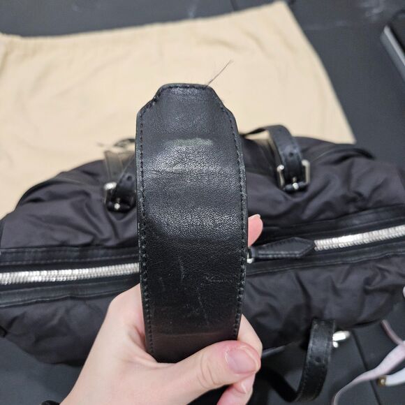 BURBERRY Abbey Quilted Black Nylon Diaper Tote Bag Leather Trim Crossbody Luxury - Picture 8 of 16